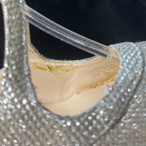 Marc Fisher Nagida Silver Sparkly Heels Women 6M Pointed Toe Stiletto Dress Shoe - Picture 11 of 16